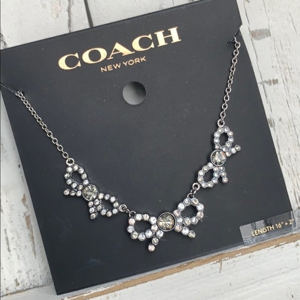 COACH Triple Stone Bow Necklace NWT